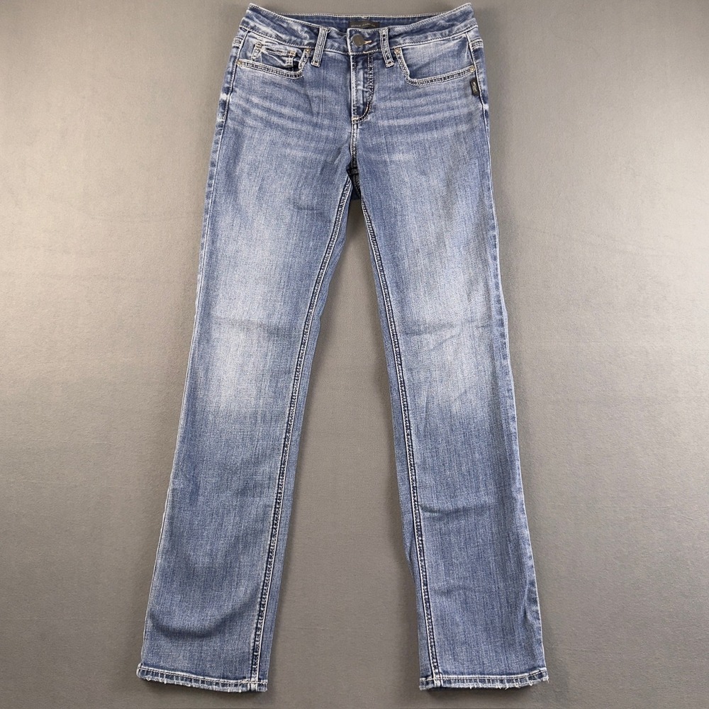 Silver Jeans Co Suki Straight Mid Rise Blue Denim Jeans W29 L31 L93413CVS321